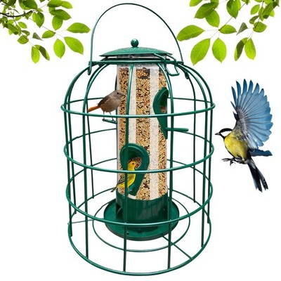 Garden Guru Squirrel Proof Bird Feeder   Outdoor Caged Tube Hanging Bird Feed...