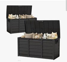 Caja de cubierta de almacenamiento de resina para exteriores de 75 galones - Tapa bloqueable, negra