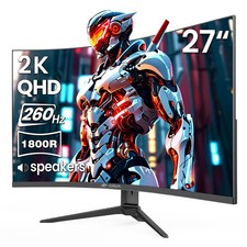 CRUA 27" Curved Gaming Monitor 260Hz 1440P 1800R VA QHD Computer Display