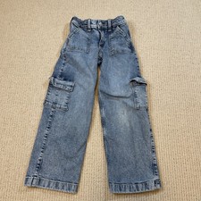 Abercrombie Kids Girls 5/6 High Rise Wide Leg Cargo Jeans