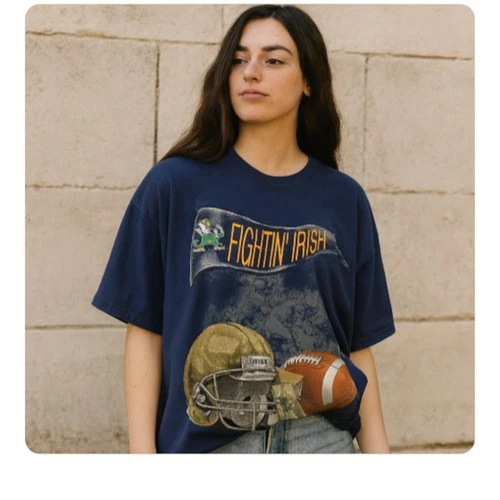 Nutmeg SZ L Notre Dame Single Stitch Fightin' Irish Tee NWT Rare