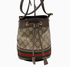 GUCCI Ophidia GG Supreme Borsa a secchiello piccola beige web righe tracolla donna Italia
