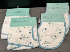 Aden  Anais Organic Muslin Easy Swaddle S/M Burpy Bib Burp Cloth 4 SETS 