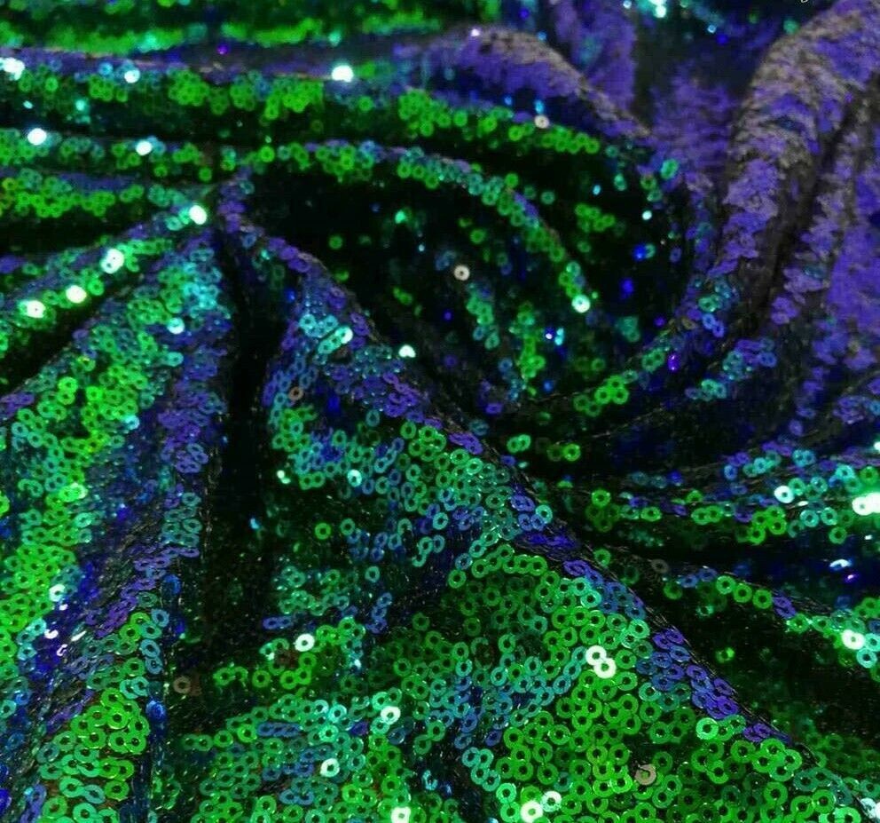 Tela de lentejuelas de sirena de 3 mm - lentejuelas púrpuras verdes...
