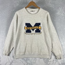 Vintage Michigan Wolverines Nutmeg Mills Mens Large Sweatshirt Gray USA UofM