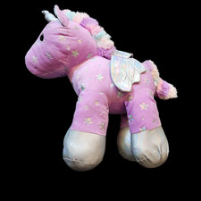 Large Purple Soft Stuffed Animal Plush Unicorn with rainbow tail/main 18x21"