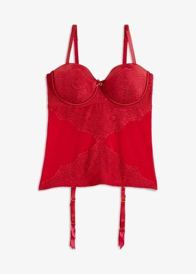 Stilvolle Corsage mit Spitze Gr. (95) B Dunkelrot Damen-Unterwäsche Dessous Neu