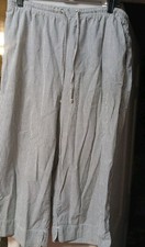 Karen Scott Women  s Blue  White Cropped Elastic Waist Cotton Pants Sz L
