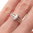 925 Sterling Silver Vintage Real Marquise-Cut Opal Ring Size 5.75