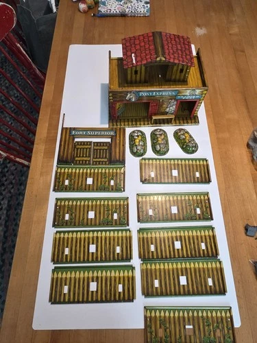 Marx/T Cohn Superior Toy Tin Litho Fort Superior & Trading Post Playset Vintage