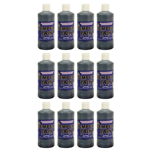 Washable Tempera Paint for , Classroom Painting Supplies, Set of 12 Pints, Black