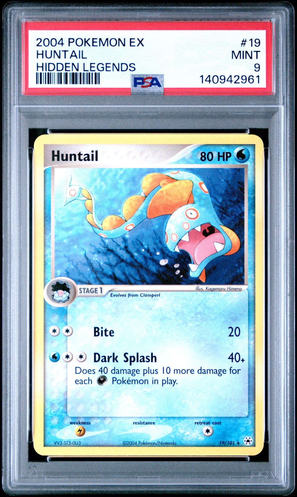 2004 POKEMON EX HIDDEN LEGENDS #19 HUNTAIL PSA 9