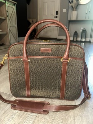 VTG Hartmann Jacquard Wings Diamond Brown Leather Trim Weekender Carry On Bag