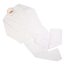 Bianco Uomo Misto Cotone Salopette L W38 L30 Manica Lunga Bottoni Chiusura Tinta