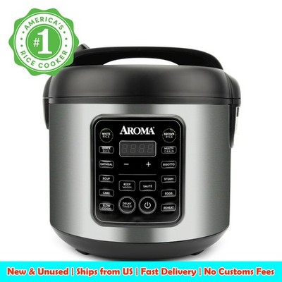Aroma 20-Cup Digital Rice Cooker 5Qt Grain Multicooker Food Steamer Brown NEW
