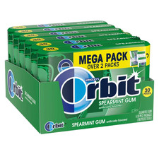 Full Box 6x Packs Wrigley's Orbit Spearmint Gum, Sugar Free - 30 Pieces Each