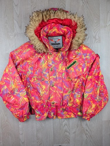 Goldwin, Vintage Goldwin Competition Ski Jacket | Gold & Neon Abstract| Suggest UK 6/8
