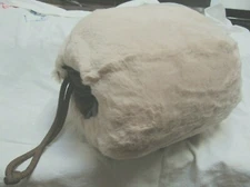 Antique Sheared Beige Beaver Fur Hand Warmer Muff Zipper Inside Super Nice!