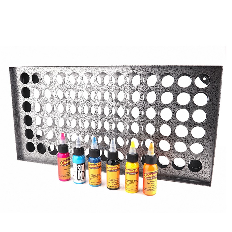 78-Holes Tattoo Ink Rack Wall Mounted Ink Bottle Display Holder Stand ...