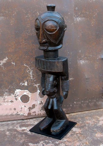 Vintage African BOYO Tribal Carved Wood Standing Male Ancestor Statue Congo 