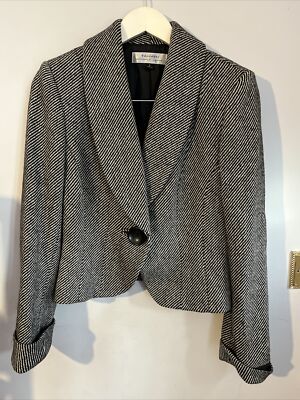 Tahari Arthur Levine Damen Wolle Blazer Jacke Knopfverschluss Größe 8