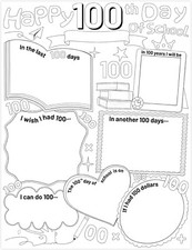 Fancy Land Happy 100th Day Of School Coloring Posters, Fill in Posters, 28 Total