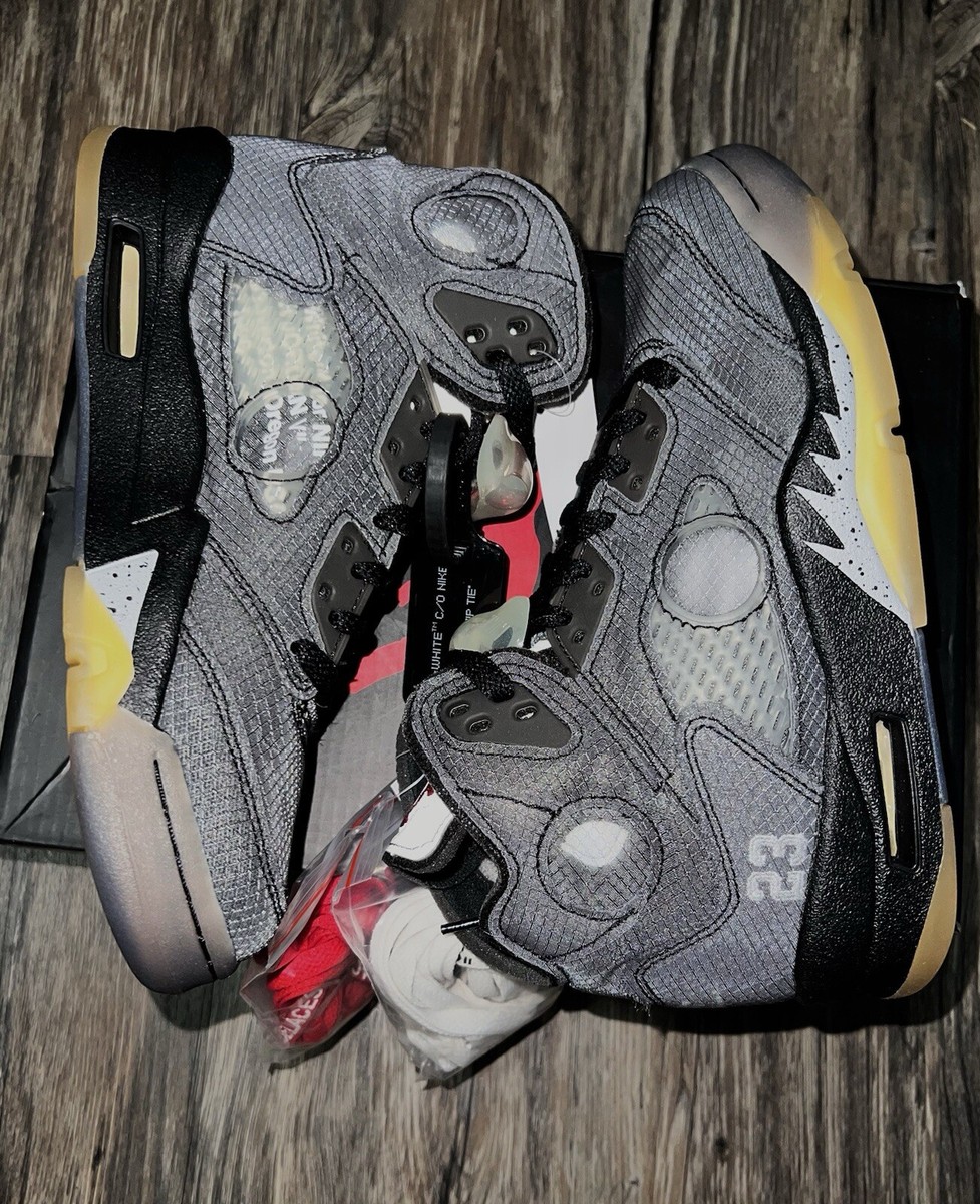 Nike Air Jordan Retro V OFF White Black Muslin Red CT8480-001