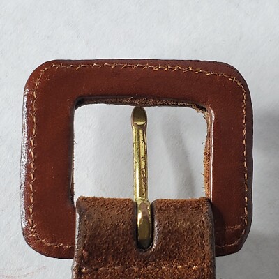 Vtg Polo Ralph Lauren Brown Suede Leather Belt & Buckle Sz  display picture 2