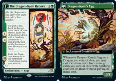 x1 The Dragon-Kami Reborn // Dragon-Kami's Egg - Extended Art R MTG Kamigawa: Ne