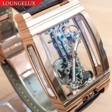 Mens Bridge Manual Mechanical Watch - Rose Gold Brown Leather Diasteria 1688