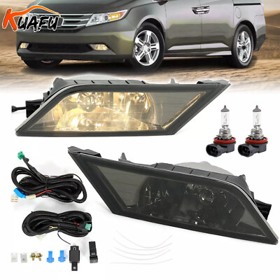 For Smoked 2011-2013 Honda Odyssey Bumper Driving Fog Lights + Switch Left+Right