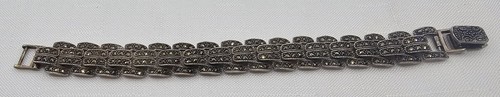 Atemberaubendes Art Deco Markasiten Gliederarmband Sterlingsilber (925) 7 Zoll Vintage - Bild 3 von 12