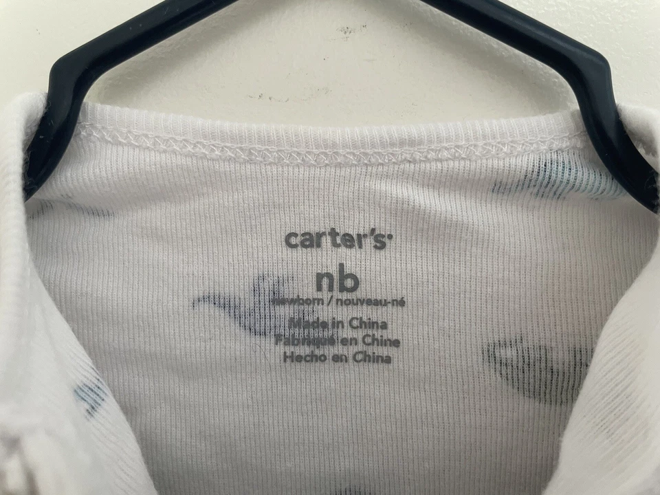 Carter's Baby Boys Colorful Dinosaur Print 100% Cotton Sleep & Play White NB - Image 2 of 4