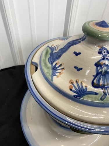 M.A. Hadley Soup Tureen 14" Base Plate 13" Tall FARM House Animals REPAIRED LID - Picture 2 of 17