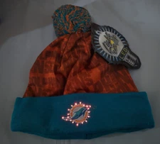 Miami Dolphins Big Logo Light Up Printed Beanie Winter Hat Toque Cuffed LOGO