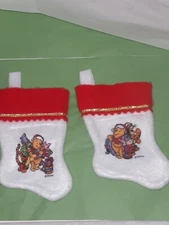 2 Vintage Printed Winnie The Pooh Tigger Christmas Holiday Mini Stocking Disney