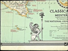 ⫸ Mappa 1940-3 Marzo TERRE CLASSICHE DEL MEDITERRANEO National Geographic - (938)