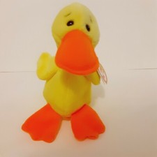1994 Ty Quackers the Duck Beanie Baby, PVC, Retired NWMT