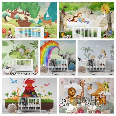 3D Animal Forest Cartoon Self-adhesive Wallpaper Removable Wallpaper Wall Mural