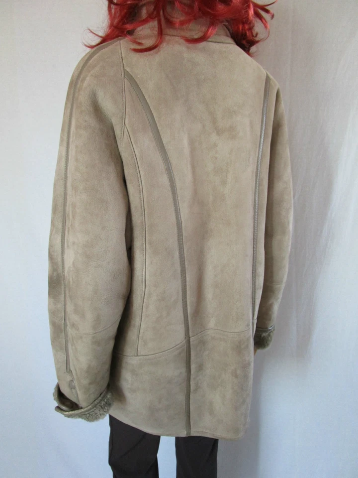 Mujer De Colección Retro Años 70 Cuero Piel de Oveja Gamuza Chaqueta Abrigo Talla Grande XL AP51 Foto 4 de 4