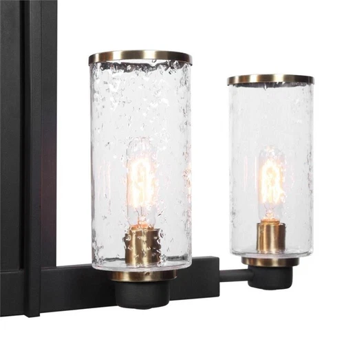 Uttermost Jarsdel 6-Light Farmhouse Steel and Glass Island Light in Sanded Black - Picture 8 of 8