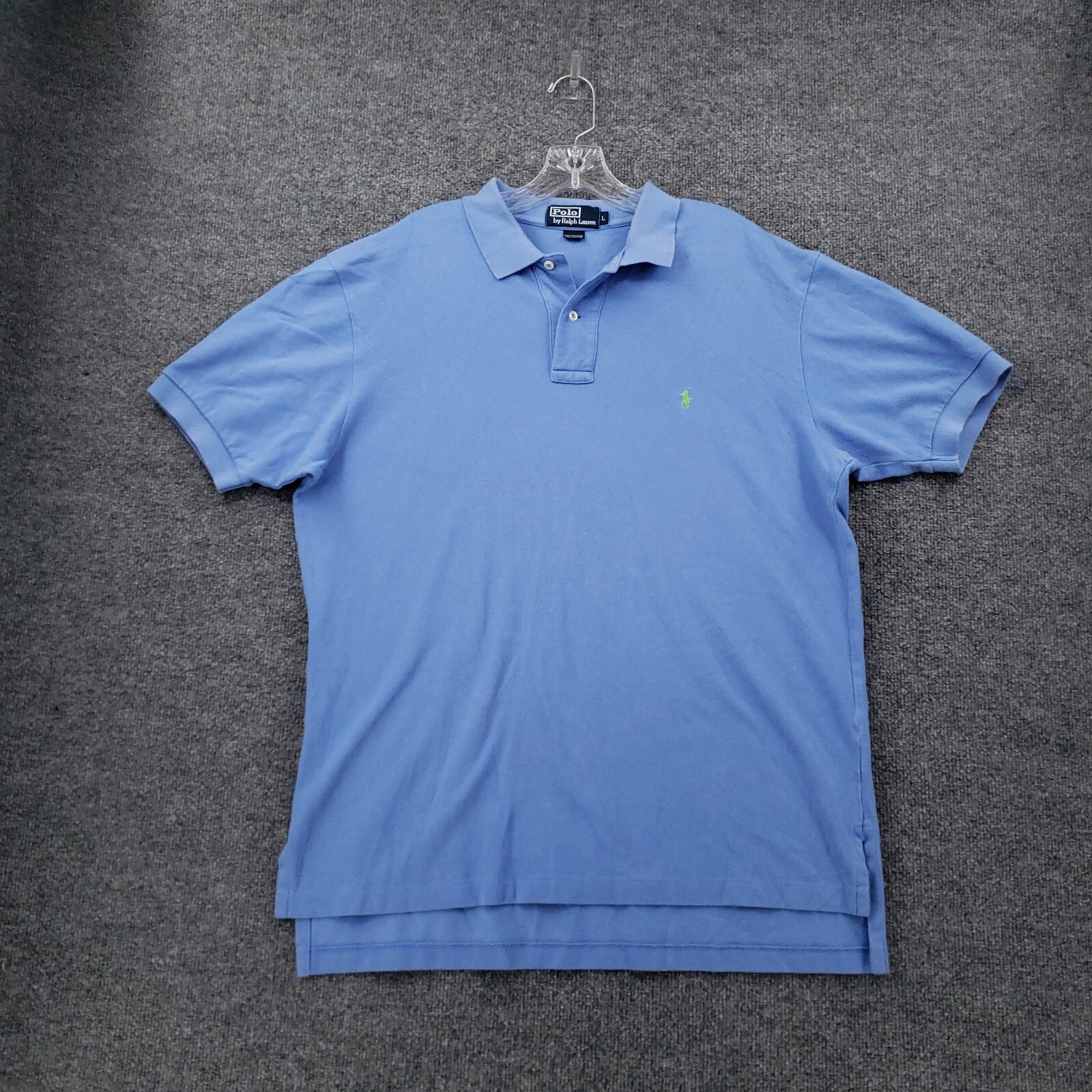 Polo Ralph Lauren camicia uomo L grande blu manica corta colletto cotone golf pony