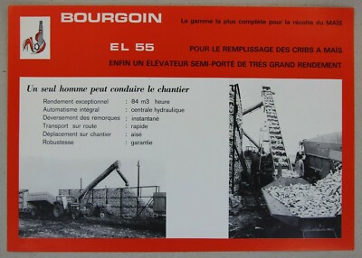 Prospekt Brochure BOURGOIN EL55 Mähdrescher Traktor Traktor Prospekt