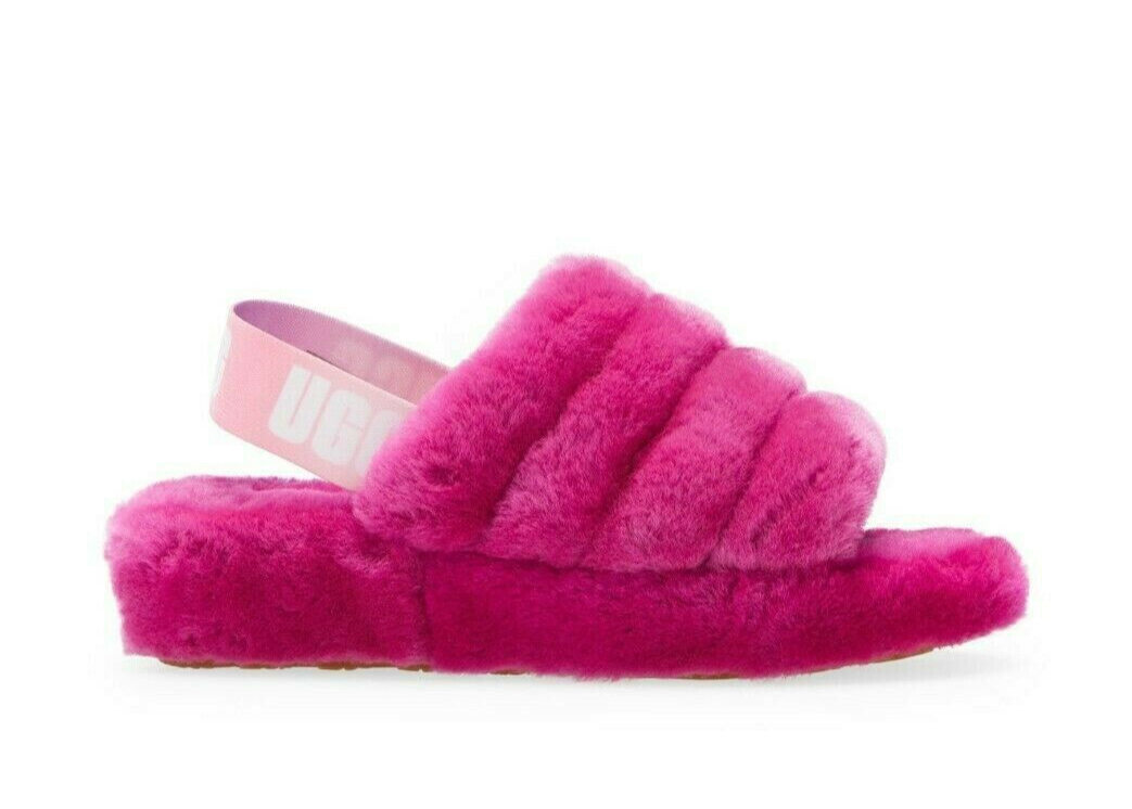 UGG Fluff Yeah Genuine Shearling Slingback Slipper Sandal Size Dragon Fruit  8 195719117429 | eBay