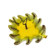 California Pottery MCM Hand-Painted Leaf Candy Dessert Handle # 803 Made in USA