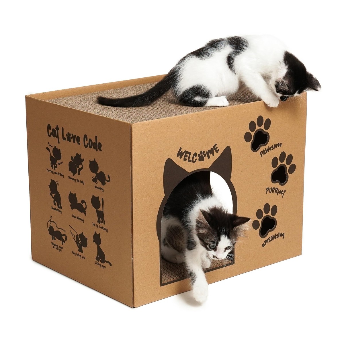 Cuccia Per Gatti In Cartone Rotonda - Con Catnip, Graffiatoio E Letto, Design Ecologico - Foto 9