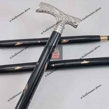 Brass Derby designer Silver Finish Handle Vintage Wooden Walking Stick Men/Women