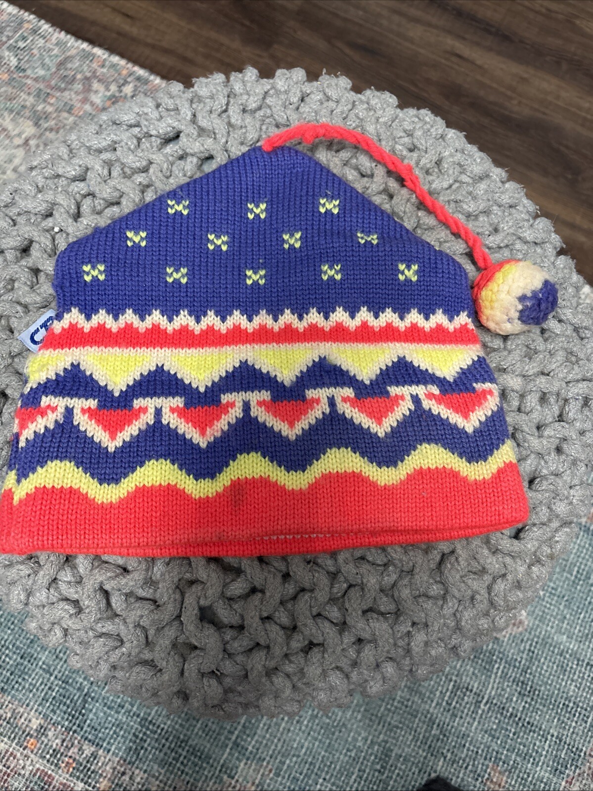 Vintage 90's CB  Winter SKI APRES Beanie Cap Hat Retro Wool Blend Rare Neon image 8