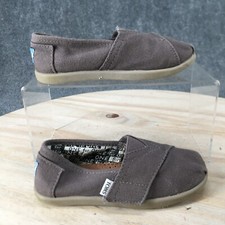 Toms Shoes Toddler 11 Slip On Flats Gray Fabric Comfort Round Toe Classic Logo