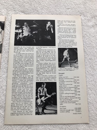 THE CLASH 1980 Clipping Poster Swedish Music magazine 1980s - Picture 7 of 8